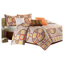 Samara 7 Piece Comforter Set in Orange