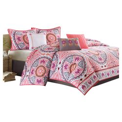Samara 7 Piece Comforter Set in Pink
