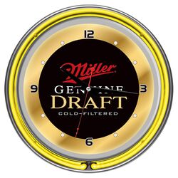 Miller Genuine Draft Neon Wall Clock in Yellow