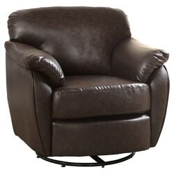 Leather-Look Swivel Lounge Chair in Dark Brown