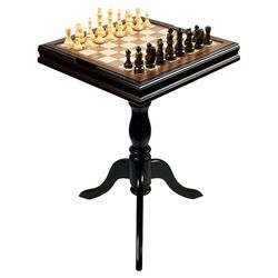 Deluxe Chess & Backgammon Table in Black
