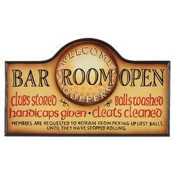 Hand-Carved Bar Room Open Sign in Light Brown