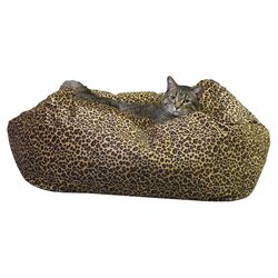 Leopard Cuddle Cube Cat Bed