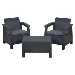 Java 3 Piece Seating Group in Espresso with Gray Cushions