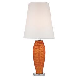 Brick Work Ceramic Table Lamp in Tangerine Orange