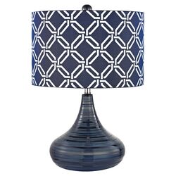 Textured Ceramic Table Lamp in Navy Blue