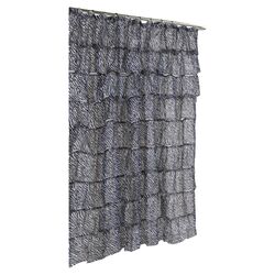 Zebra Voile Ruffle Shower Curtain in Black & White