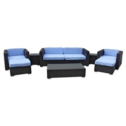 Venice 8 Piece Seating Group in Espresso with Light Blue Cushions