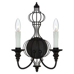 Abagail 2 Light Wall Sconce in Forged Black
