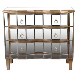 3 Drawer Mirrored Chest in Silver