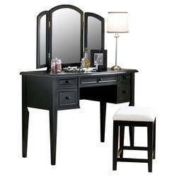 Antique Vanity & Stool Set in Black