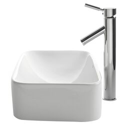 Sheven Ceramic Rectangular Bathroom Sink & Faucet Set in Chrome