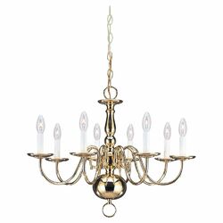 Traditional 8 Light Chandelier in Polished Brass