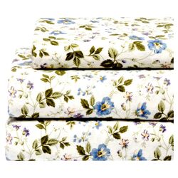 Spring Bloom 4 Piece Flannel Sheet Set in White
