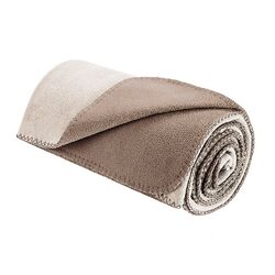 Reversible Fleece Blanket in Ivory & Taupe