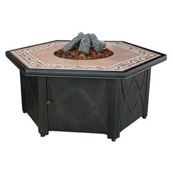 LP Gas Outdoor Decorative Tile Mantel Fire Pit in Black