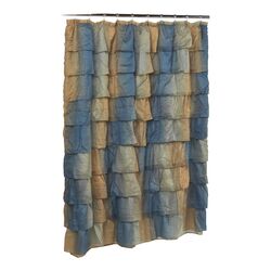 Voile Ruffled Fabric Shower Curtain in Umber