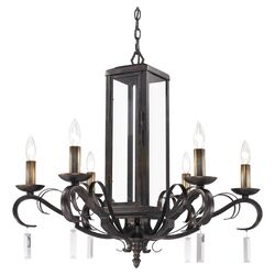 Valencia 6 Light Crystal Chandelier in Antique Fired Bronze
