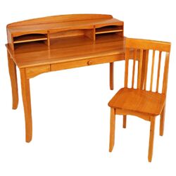 Avalon Hutch Writing Desk & Chair Set in Honey