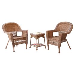 3 Piece Wicker Lounge Seating Group in Honey