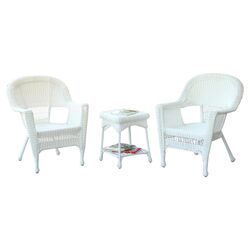 3 Piece Wicker Lounge Seating Group in White