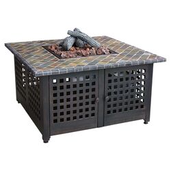 Slate Tile Propane Fire Pit in Brown