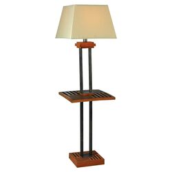 Thistle Outdoor Floor Lamp Table in Cherry & Grey
