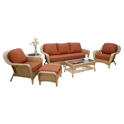 6 Piece Wicker Seating Group in Rave Brick