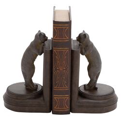 Polystone Leaning Cat Bookend in Brown (Set of 2)