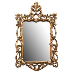 Floral Scroll Mirror in Gold