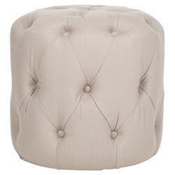 Ponzi Tufted Round Ottoman in Taupe
