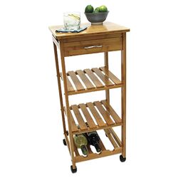 Bamboo Kitchen Cart & Wine Rack in Natural
