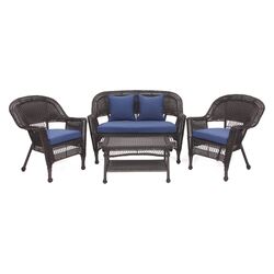 St. Marten 4 Piece Seating Group in Espresso with Gray Cushions