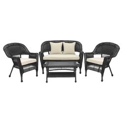 4 Piece Lounge Seating Group in White & Beige