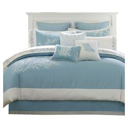 Ruched 8 Piece Comforter Set in Blue