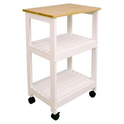 Stainless Steel Top Kitchen Cart in White