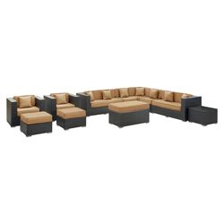 Venice 8 Piece Seating Group in Espresso with Peridot Cushions