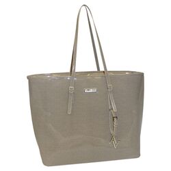 Patent Aubrey Shopper Tote Bag in Charcoal