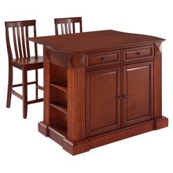 Walden 3 Piece Kitchen Island & Stool Set in Cottage Oak