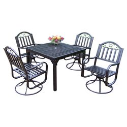 River 5 Piece Dining Set in Brown