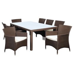 Slate 8 Piece Seating Group in Espresso with Tan Cushion
