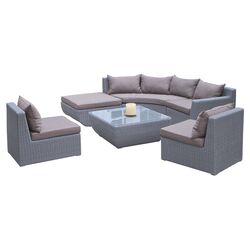 Kirribilli 9 Piece Seating Group in Brown with Beige Cushions