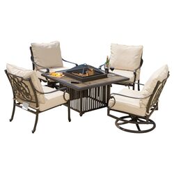 Kingswood 4 Piece Seating Group in Espresso with Tan Cushions