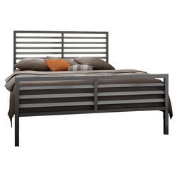 Becker Upholstered Platform Bed in Dark Brown