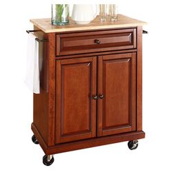 Rustic Wood Top Kitchen Cart in Natural