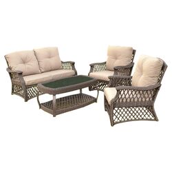Palm Harbor 3 Piece Seating Group in Brown with Khaki Cushions