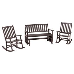 Mokua 7 Piece Patio Dining Set in Brown with Beige Cushions