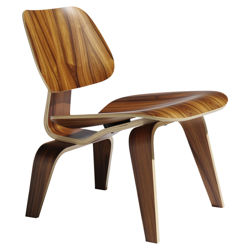 Eames DAW - Molded Plastic Armchair with Dowel-Leg Base in Red & Walnut