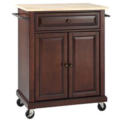 Mabelle Wood Top Kitchen Cart in Classic Cherry