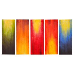 Mandarin Orange 5 Panel Canvas Art by Cecile Bard